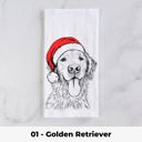 01 - Golden Retriever Santa Hat Christmas Dog Tea Towel - 25+ Breeds