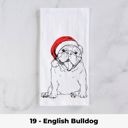 19 - English Bulldog Santa Hat Christmas Dog Tea Towel - 25+ Breeds