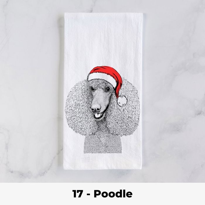 Santa Hat Christmas Dog Tea Towel - 25+ Breeds