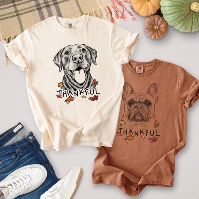 Detailed Hand Drawn Thankful Dog Breed Comfort Colors T-shirts - 25+ Dog Breeds