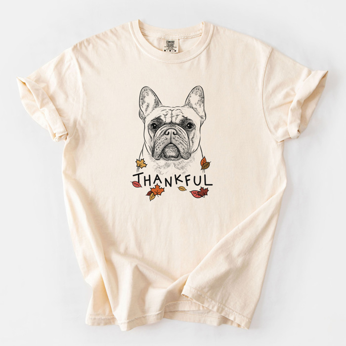 Detailed Hand Drawn Thankful Dog Breed Comfort Colors T-shirts - 25+ Dog Breeds