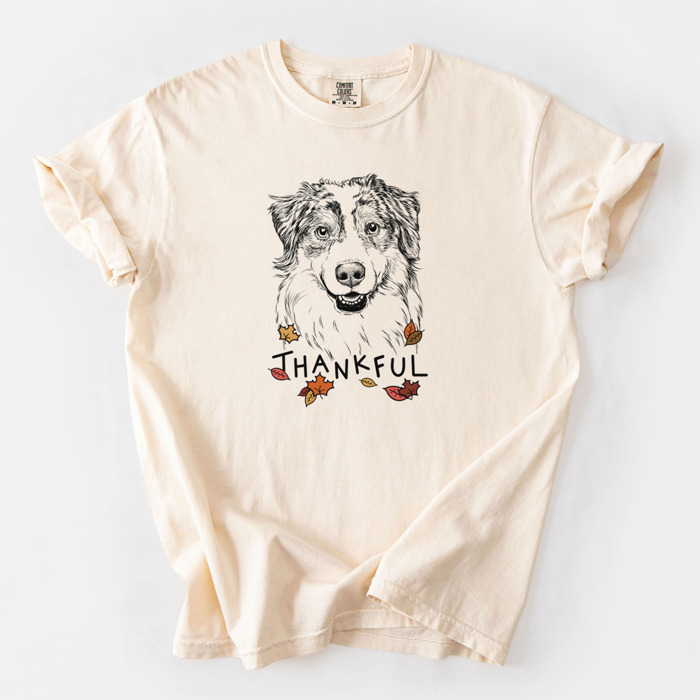 Detailed Hand Drawn Thankful Dog Breed Comfort Colors T-shirts - 25+ Dog Breeds