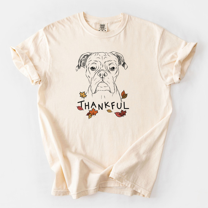 Detailed Hand Drawn Thankful Dog Breed Comfort Colors T-shirts - 25+ Dog Breeds