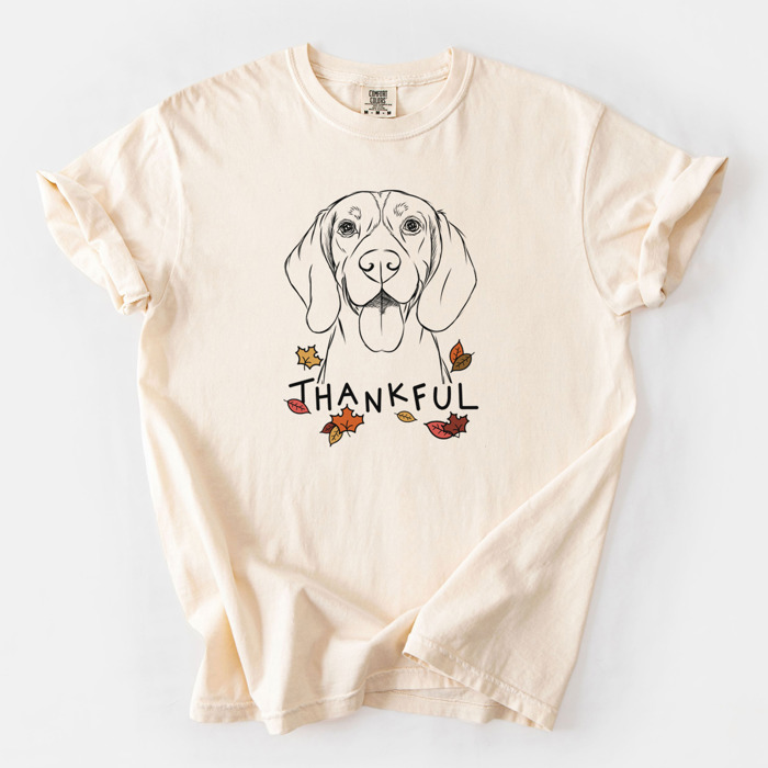 Detailed Hand Drawn Thankful Dog Breed Comfort Colors T-shirts - 25+ Dog Breeds