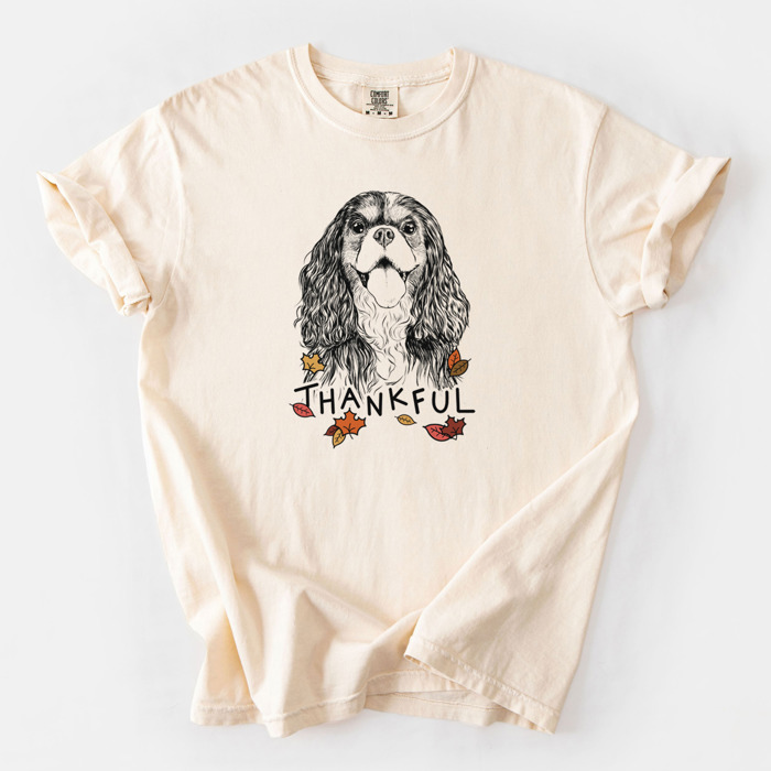 Detailed Hand Drawn Thankful Dog Breed Comfort Colors T-shirts - 25+ Dog Breeds
