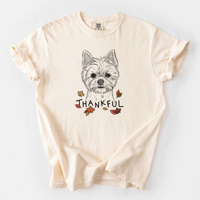 Detailed Hand Drawn Thankful Dog Breed Comfort Colors T-shirts - 25+ Dog Breeds