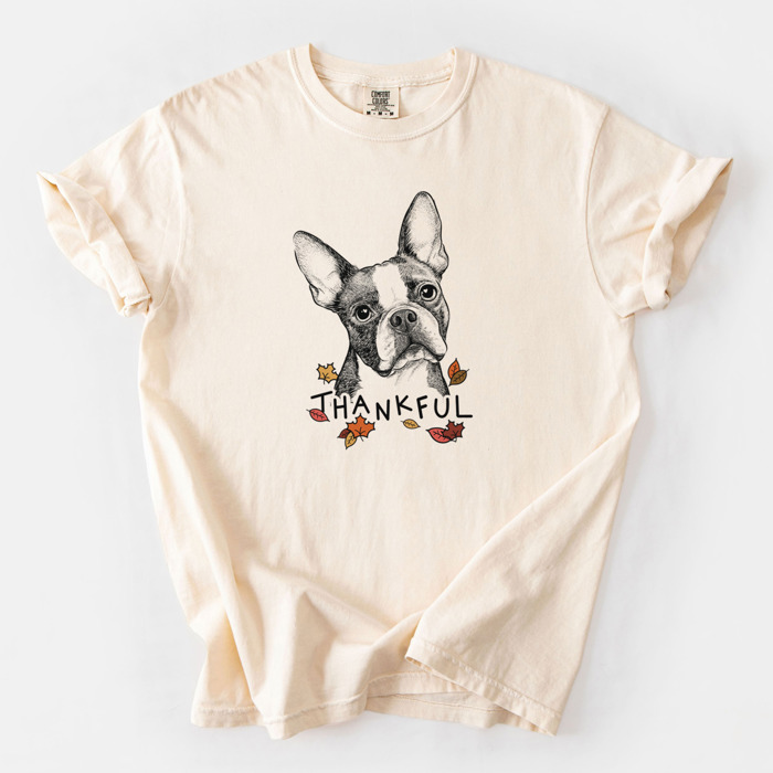 Detailed Hand Drawn Thankful Dog Breed Comfort Colors T-shirts - 25+ Dog Breeds
