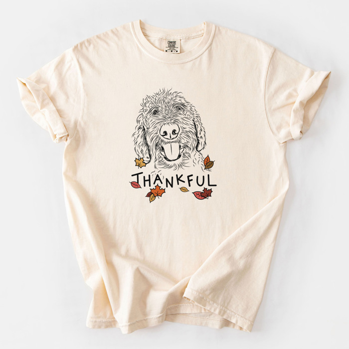 Detailed Hand Drawn Thankful Dog Breed Comfort Colors T-shirts - 25+ Dog Breeds