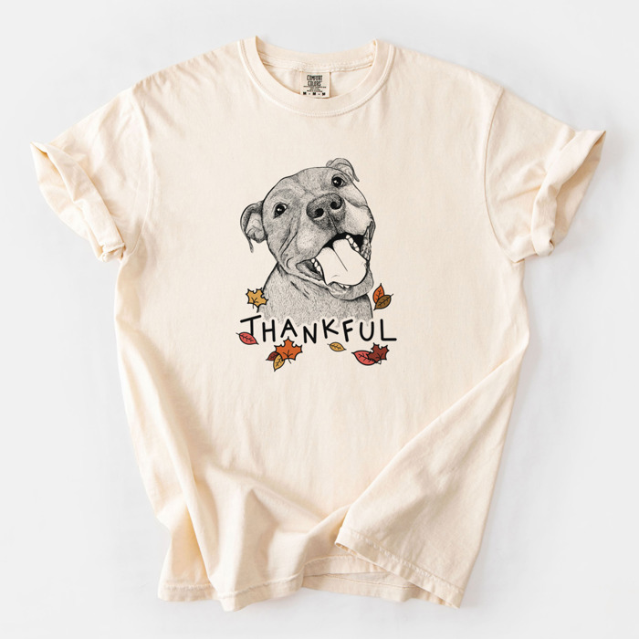 Detailed Hand Drawn Thankful Dog Breed Comfort Colors T-shirts - 25+ Dog Breeds