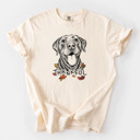 Medium Ivory - Black Lab Detailed Hand Drawn Thankful Dog Breed Comfort Colors T-shirts - 25+ Dog Breeds