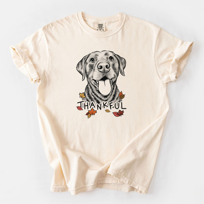 Detailed Hand Drawn Thankful Dog Breed Comfort Colors T-shirts - 25+ Dog Breeds
