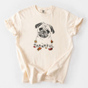 Medium Ivory - Pug Detailed Hand Drawn Thankful Dog Breed Comfort Colors T-shirts - 25+ Dog Breeds