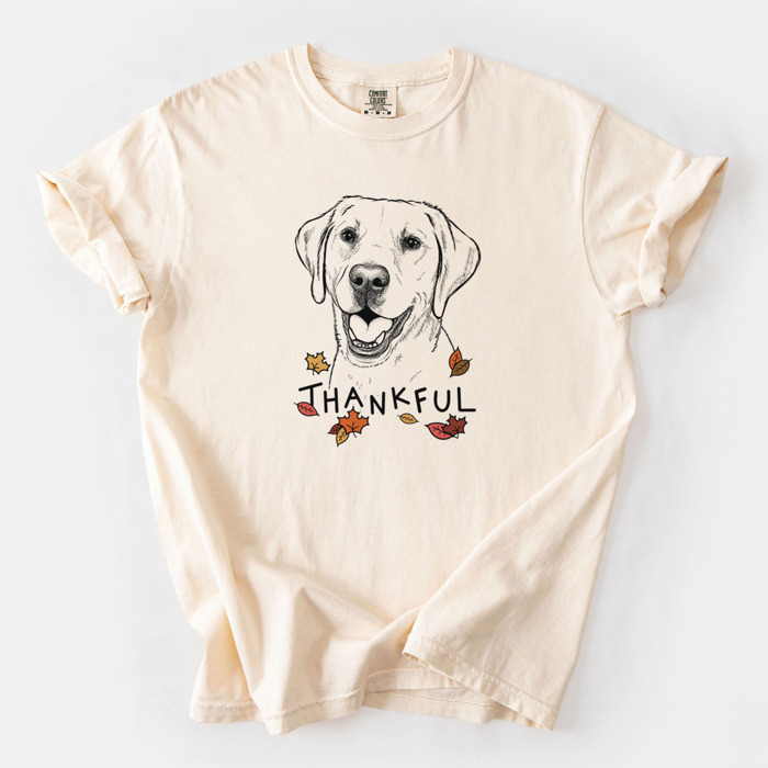 Detailed Hand Drawn Thankful Dog Breed Comfort Colors T-shirts - 25+ Dog Breeds