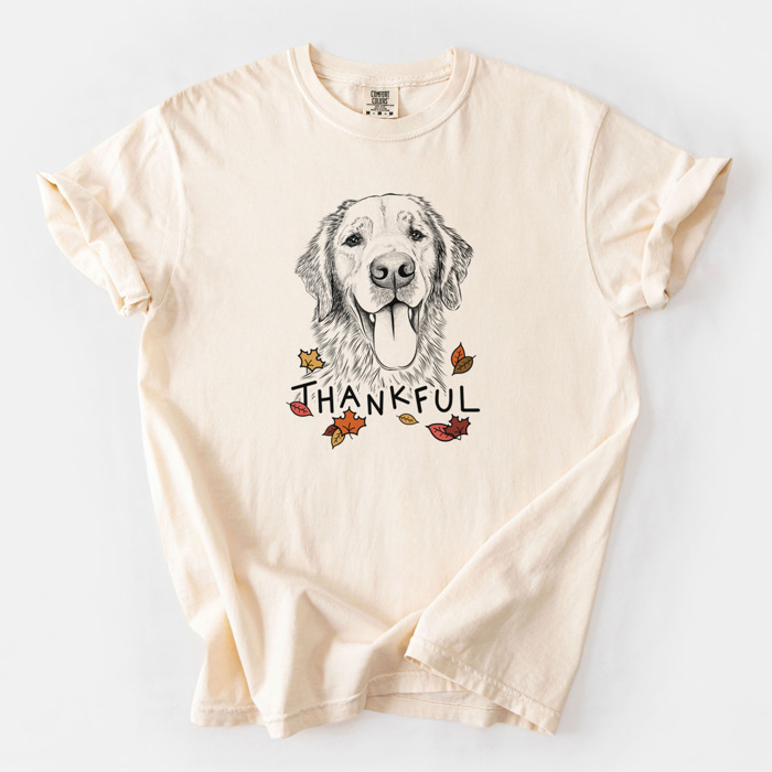 Detailed Hand Drawn Thankful Dog Breed Comfort Colors T-shirts - 25+ Dog Breeds