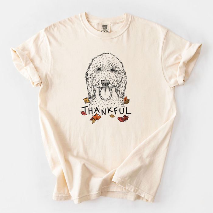 Detailed Hand Drawn Thankful Dog Breed Comfort Colors T-shirts - 25+ Dog Breeds