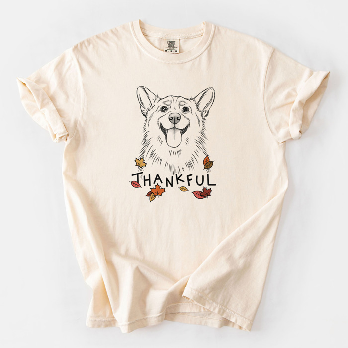 Detailed Hand Drawn Thankful Dog Breed Comfort Colors T-shirts - 25+ Dog Breeds