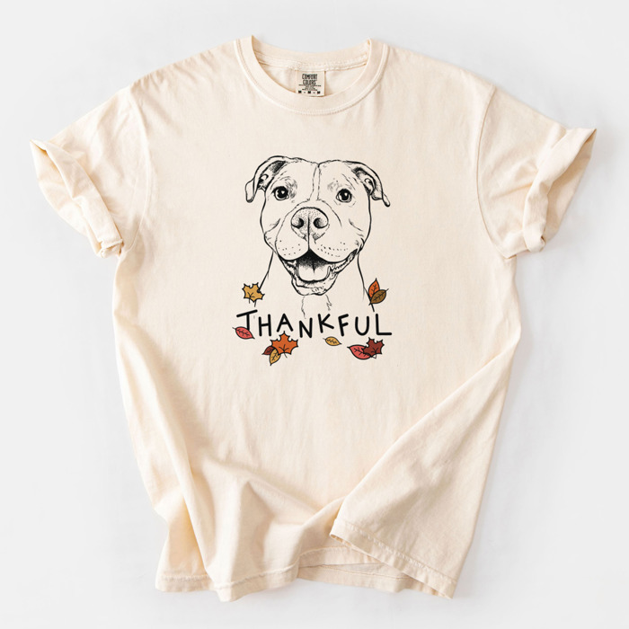 Detailed Hand Drawn Thankful Dog Breed Comfort Colors T-shirts - 25+ Dog Breeds