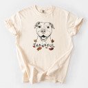 Large Ivory - Pitbull 2 Detailed Hand Drawn Thankful Dog Breed Comfort Colors T-shirts - 25+ Dog Breeds