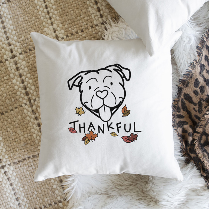 Doodled Thankful  Autumn Dog Breed Throw Pillow Cover -50+ Breeds