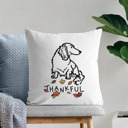 Long Hair Dachshund Doodled Thankful  Autumn Dog Breed Throw Pillow Cover -50+ Breeds
