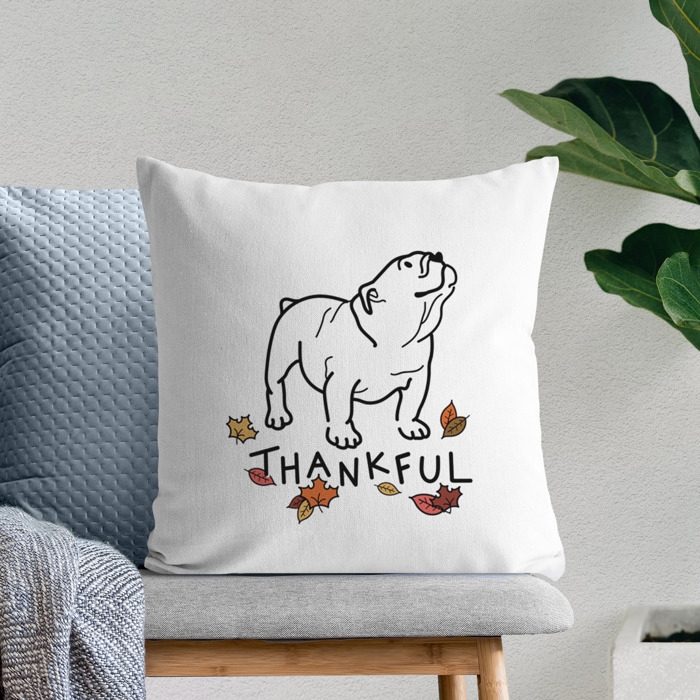 Doodled Thankful  Autumn Dog Breed Throw Pillow Cover -50+ Breeds