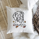 German Wirehaired Pointer Doodled Thankful  Autumn Dog Breed Throw Pillow Cover -50+ Breeds