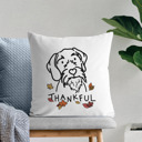 German Wirehaired Pointer Doodled Thankful  Autumn Dog Breed Throw Pillow Cover -50+ Breeds
