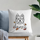 Cairn Terrier Doodled Thankful  Autumn Dog Breed Throw Pillow Cover -50+ Breeds