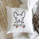 Chihuahua Doodled Thankful  Autumn Dog Breed Throw Pillow Cover -50+ Breeds