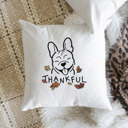 French Bulldog Doodled Thankful  Autumn Dog Breed Throw Pillow Cover -50+ Breeds
