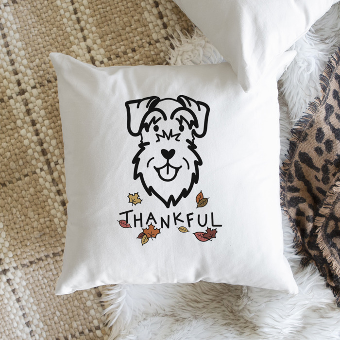 Doodled Thankful  Autumn Dog Breed Throw Pillow Cover -50+ Breeds
