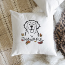 Golden Retriever 2 Doodled Thankful  Autumn Dog Breed Throw Pillow Cover -50+ Breeds