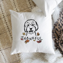 Goldendoodle 2 Doodled Thankful  Autumn Dog Breed Throw Pillow Cover -50+ Breeds