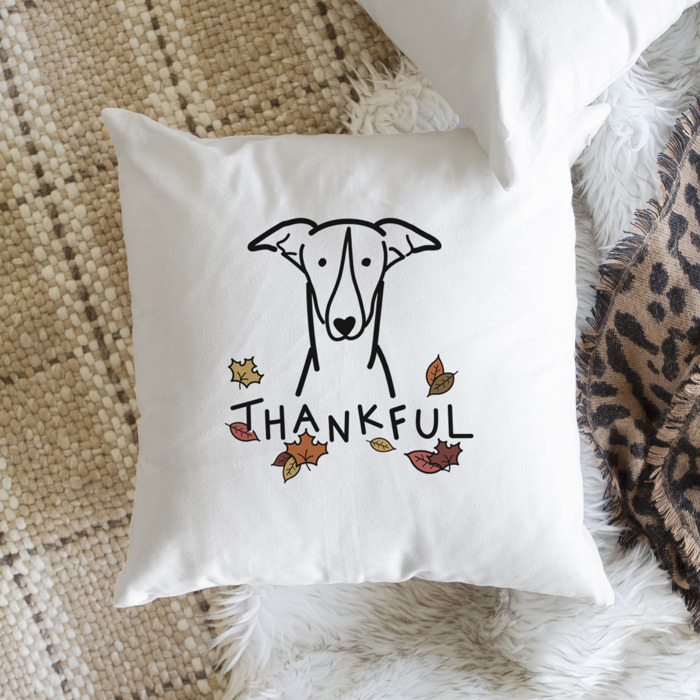 Doodled Thankful  Autumn Dog Breed Throw Pillow Cover -50+ Breeds