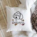 Havapoo Doodled Thankful  Autumn Dog Breed Throw Pillow Cover -50+ Breeds