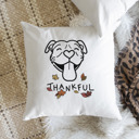 Pitbull Doodled Thankful  Autumn Dog Breed Throw Pillow Cover -50+ Breeds