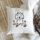 Maltese Doodled Thankful  Autumn Dog Breed Throw Pillow Cover -50+ Breeds