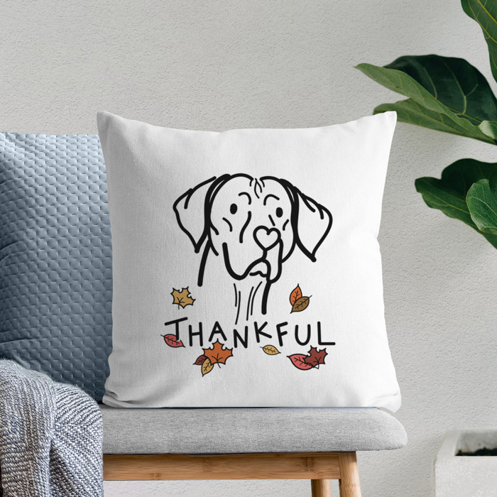 Doodled Thankful  Autumn Dog Breed Throw Pillow Cover -50+ Breeds