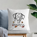 Vizsla Doodled Thankful  Autumn Dog Breed Throw Pillow Cover -50+ Breeds