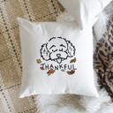 Toy Poodle Doodled Thankful  Autumn Dog Breed Throw Pillow Cover -50+ Breeds