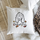 Springer Spaniel Doodled Thankful  Autumn Dog Breed Throw Pillow Cover -50+ Breeds