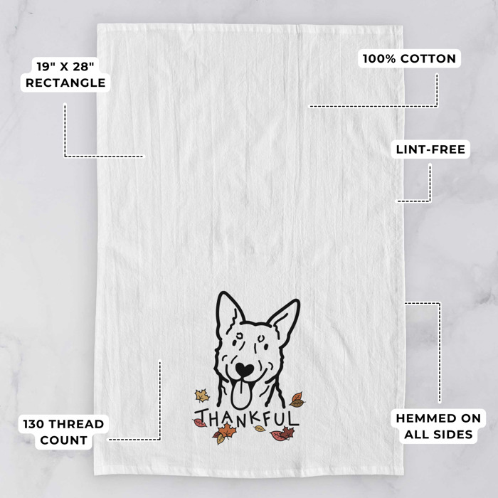 Doodled Thankful  Autumn Hand-Drawn Dog  Breed Tea Towel - 50+ Breeds