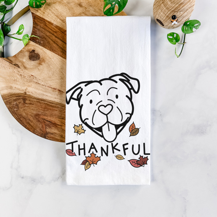 Doodled Thankful  Autumn Hand-Drawn Dog  Breed Tea Towel - 50+ Breeds