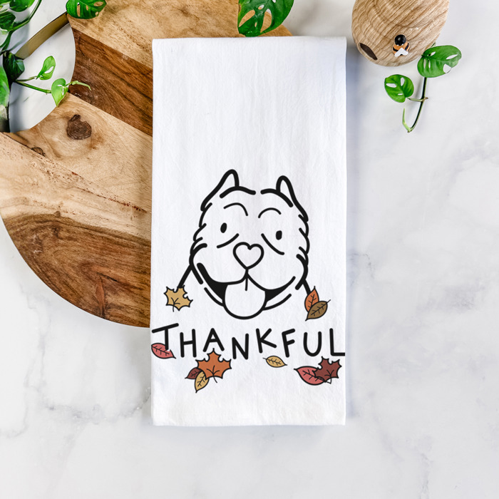 Doodled Thankful  Autumn Hand-Drawn Dog  Breed Tea Towel - 50+ Breeds