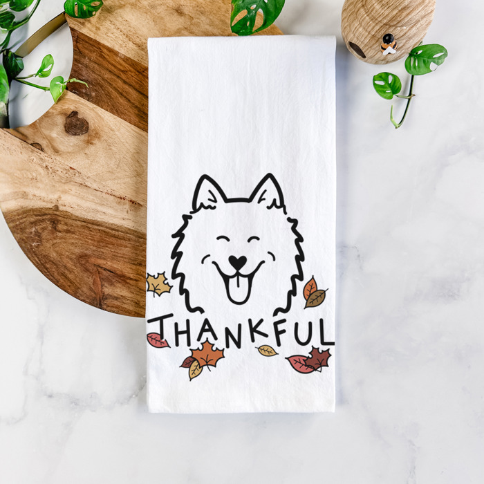 Doodled Thankful  Autumn Hand-Drawn Dog  Breed Tea Towel - 50+ Breeds