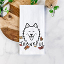 American Eskimo Doodled Thankful  Autumn Hand-Drawn Dog  Breed Tea Towel - 50+ Breeds