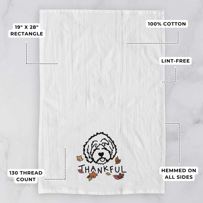 Doodled Thankful  Autumn Hand-Drawn Dog  Breed Tea Towel - 50+ Breeds