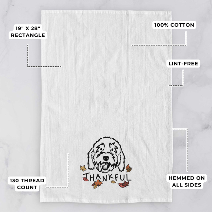 Doodled Thankful  Autumn Hand-Drawn Dog  Breed Tea Towel - 50+ Breeds