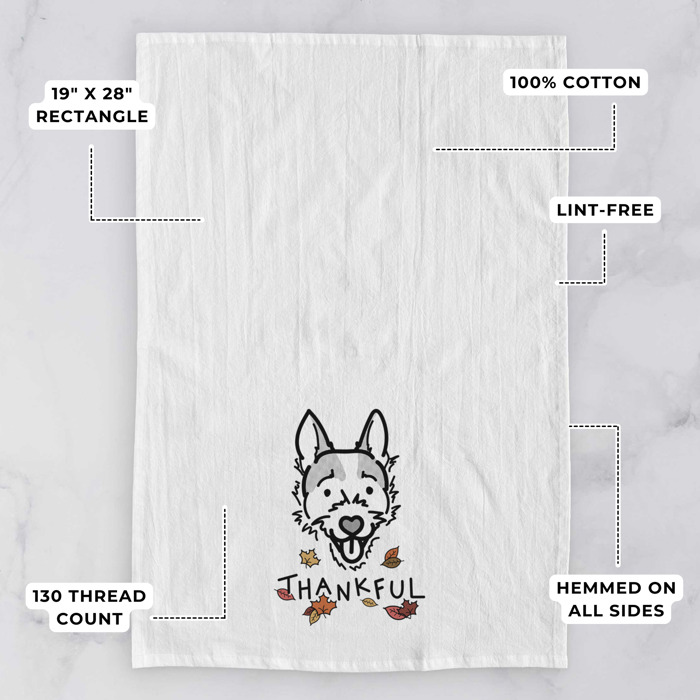 Doodled Thankful  Autumn Hand-Drawn Dog  Breed Tea Towel - 50+ Breeds