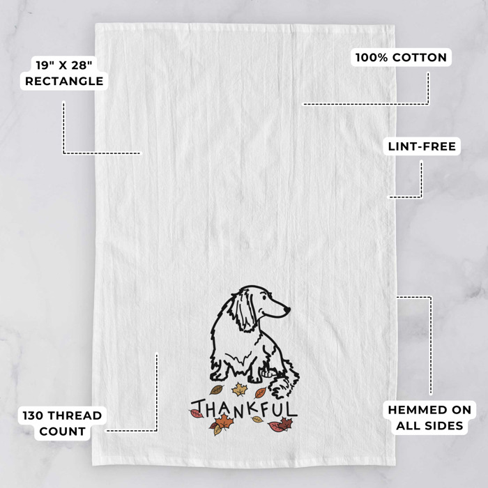 Doodled Thankful  Autumn Hand-Drawn Dog  Breed Tea Towel - 50+ Breeds